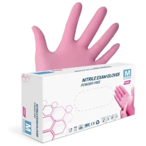 Nitril poedervrije wax-handschoenen - roze