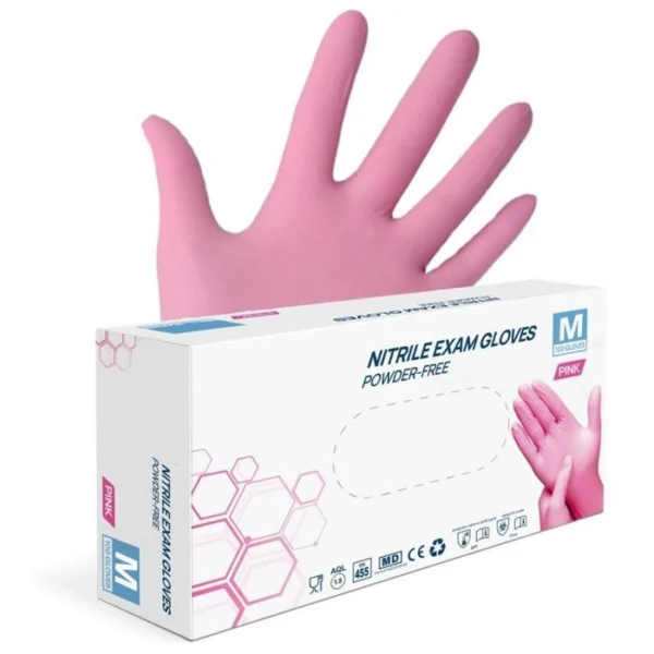 Nitril poedervrije wax-handschoenen - roze