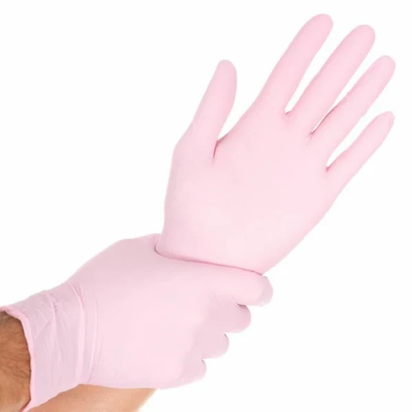 Nitril poedervrije wax-handschoenen - roze - Afbeelding 2